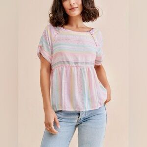 Anthropologie | Cotton Letty Embroidered Babydoll Blouse